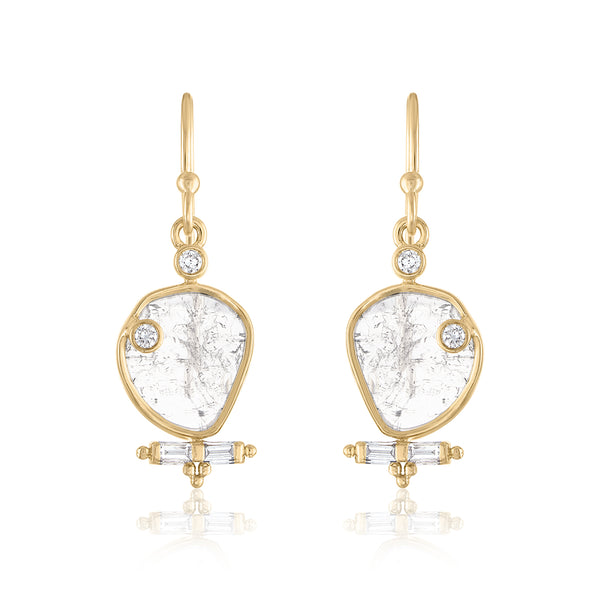 DIAMOND SLICE DANGLE EARINGS IN 14K GOLD