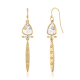 LINERA EARRINGS IN 14K GOLD WITH DIAMOND SLICES AND DIAMONDS