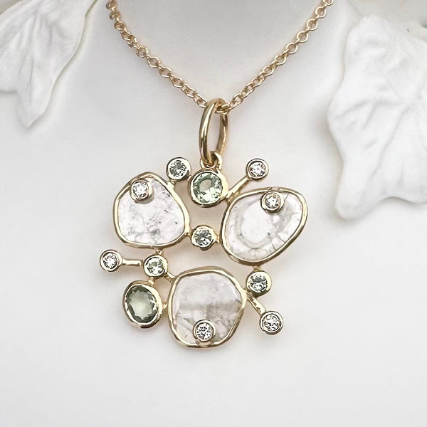 KIARA DIAMOND SLICE CLUSTER PENDANT WITH SAPPHIRES