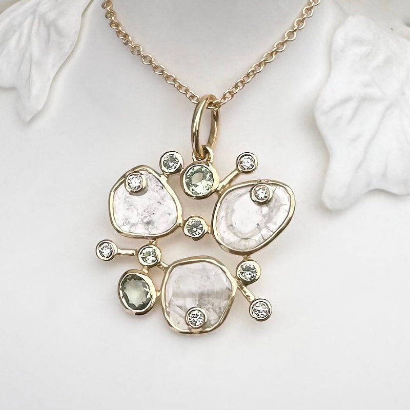 KIARA DIAMOND SLICE CLUSTER PENDANT WITH SAPPHIRES