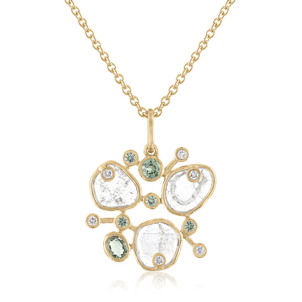 KIARA DIAMOND SLICE CLUSTER PENDANT WITH SAPPHIRES
