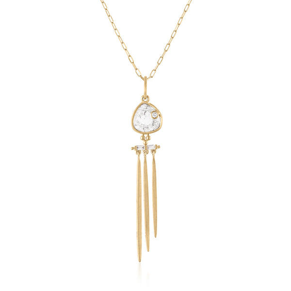 DIAMOND SLICE PENDANT NECKLACE WITH BRUSHED GOLD ACCENTS