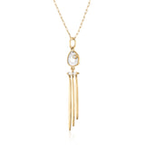 DIAMOND SLICE PENDANT IN 14K GOLD LINEAR NECKLACE