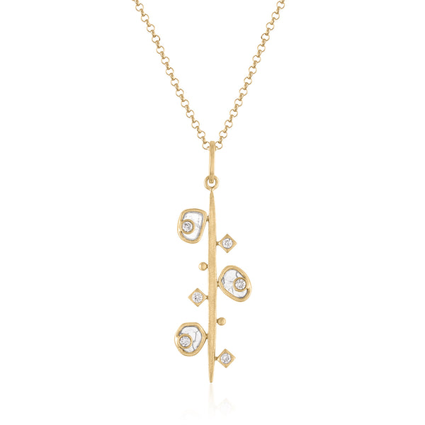 LINERA 14K GOLD PENDANT NECKLACE WITH DIAMOND SLICES
