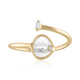 diamond slice bypass ring in 14k gold