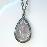 Silver Rutilated Quartz Pendant with Diamonds