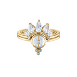 MOONSTONE AND WHITE TOPAZ STACKING RING SET