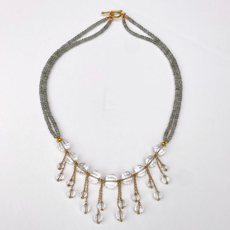 VINTAGE CRYSTAL AND SAPPHIRE NECKLACE