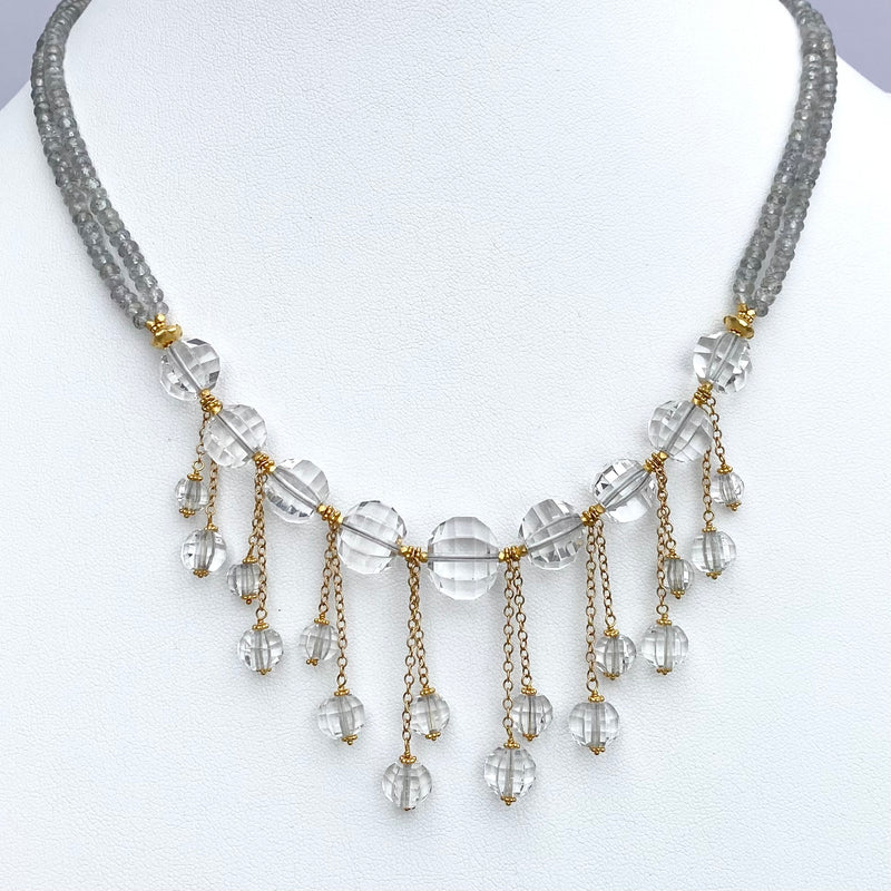 VINTAGE CRYSTAL AND SAPPHIRE NECKLACE