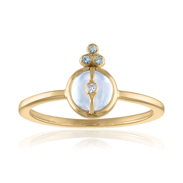 MOONSTONE AND WHITE TOPAZ STACKING RING SET