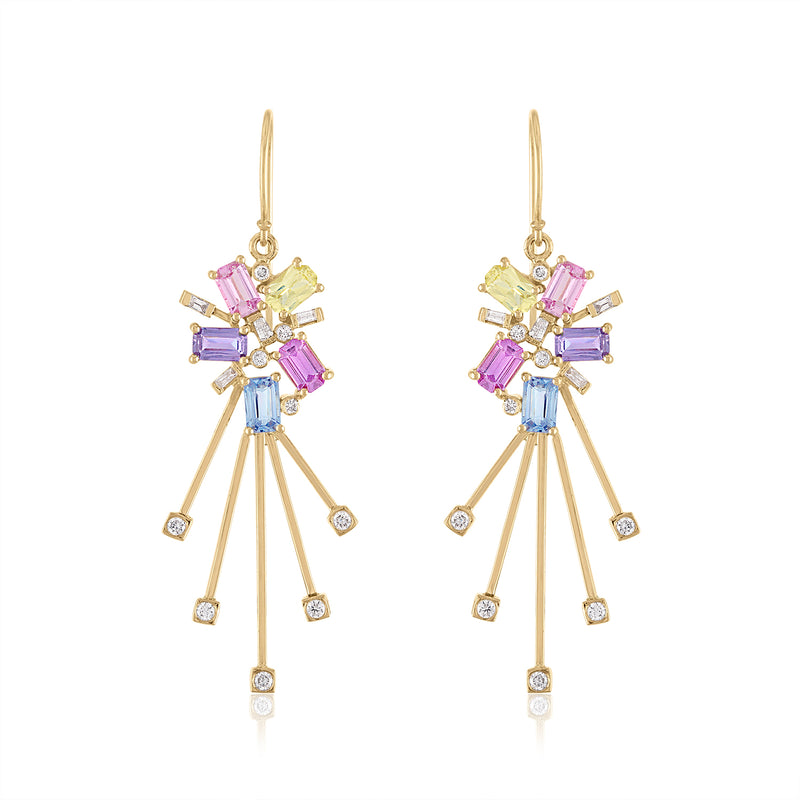 Sparkler Earrings with Multi Colored Sapphire