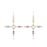 Moonsone and Sapphire Star Earrings