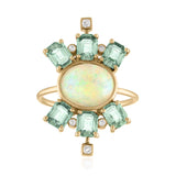 Opal and Green Sapphire Statement Ring