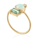 Ring with Ethiopian Opal and Green Sapphire