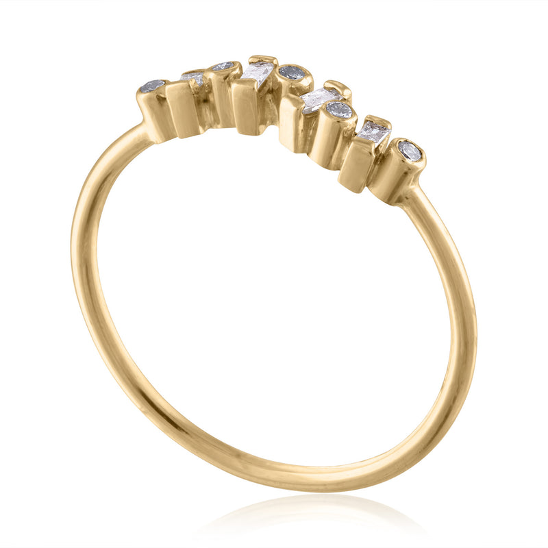 Gold and  Diamond Stacking Band Ring