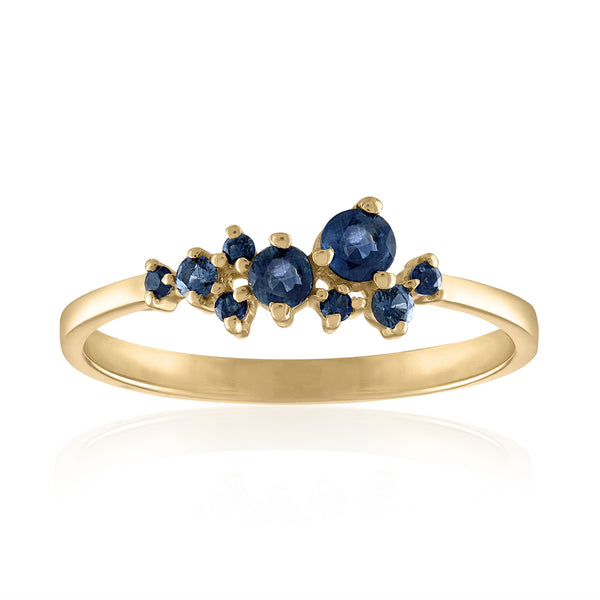 Sapphire and Gold Cluster Ring