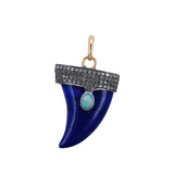 SOLD SAMPLE SALE LAPIS HORN WITH OPAL AND DIAMONDS