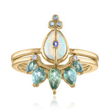 OPAL AND GREEN SAPPHIRE STACKING RING SET