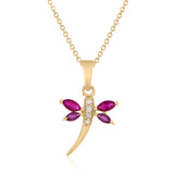 PETITE RUBY AND DIAMOND DRAGONFLY CHARM PENDANT