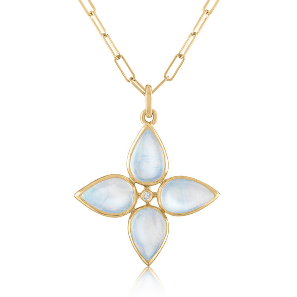 MOONSTONE FLOWER CHARM PENDANT