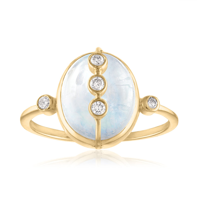 Moonstone and diamond one of a kind ring