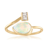 Opal and diamond one of a kind bypass ring