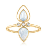 Exclusive one of a kind Moonstone and diamond linear ring