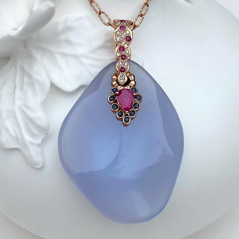 One-Of-A-Kind Chalcedony Statement Pendant Necklace