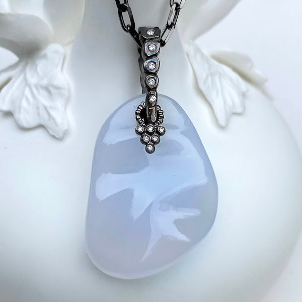 EXCLUSIVELY CUT CHALCEDONY PENDANT WITH DIAMONDS