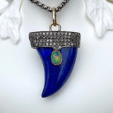 LAPIS HORN WITH OPAL AND DIAMONDS