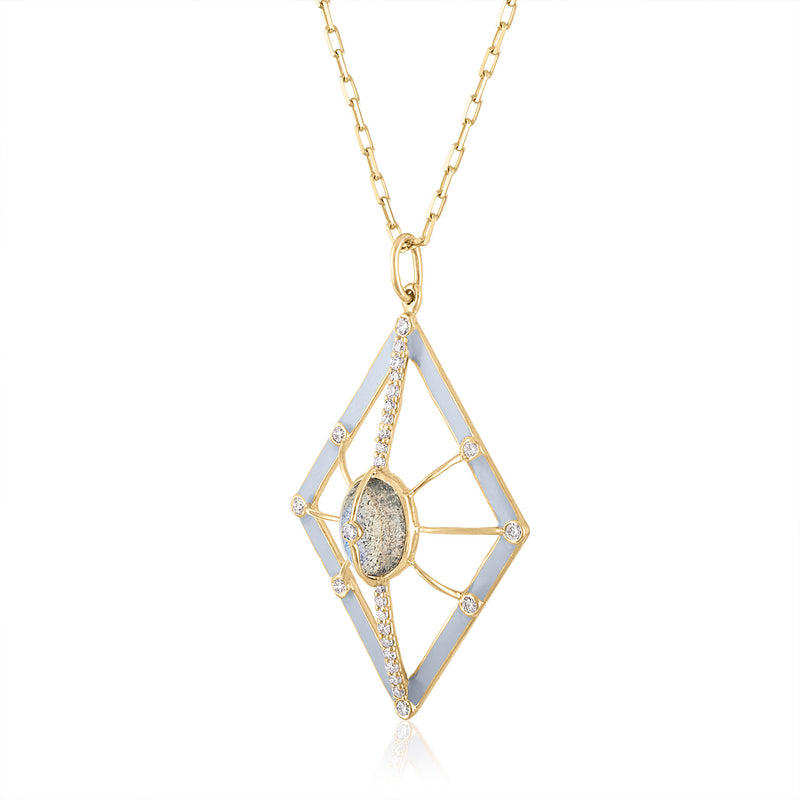 Galaxy Pendant Necklace with Labradorite, Enamel & Diamonds by LORIANN Jewelry