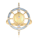 Galaxy Ring with Ethiopian Opal, Enamel & Diamonds by LORIANN Jewelry