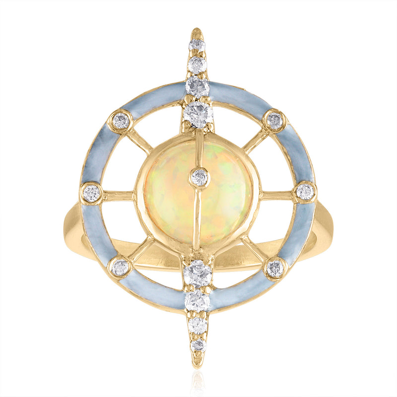 Galaxy Ring with Ethiopian Opal, Enamel & Diamonds by LORIANN Jewelry
