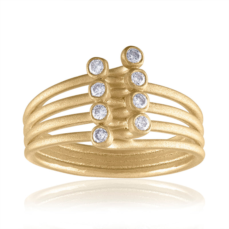 Harmony Linear Interconnecting Ring with Diamonds & 14k Gold by LORIANN Jewelry