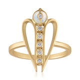 Harmony Heart Shaped Ring with Ethiopian Opal, Diamonds & 14K Gold