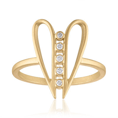 Harmony Heart Shaped Ring with Diamonds & 14K Gold