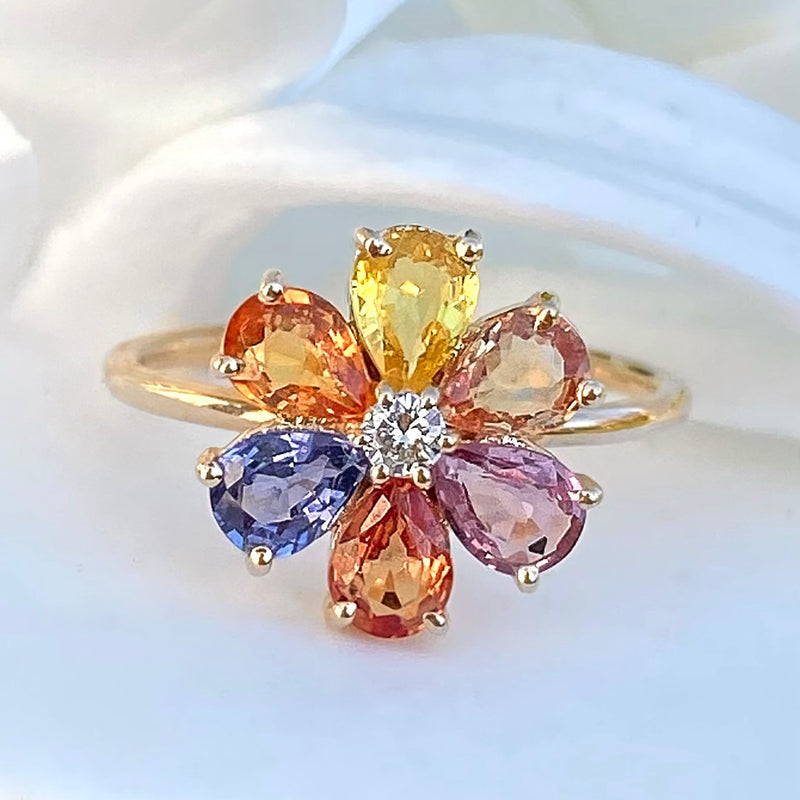 MULTI SAPPHIRE FLORAL RING