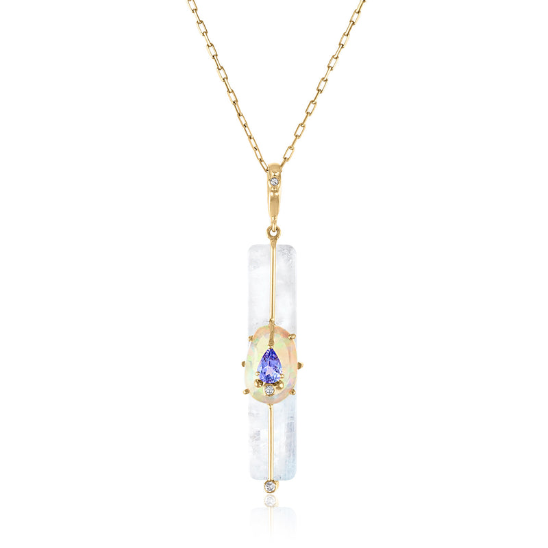 Moonstone and Opal  Stick Pendant