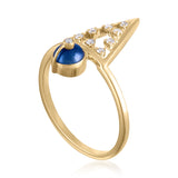 Moderne Geometric Shape Ring with Sapphire & Diamonds by LORIANN Jewelry