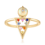 Moderne Geometric Shaped Ring with Multi Sapphires, Opals & Diamonds by LORIANN Jewelry