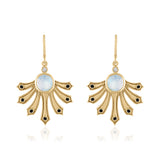 Catalina earring with black diamonds and moonstones in 14K gold