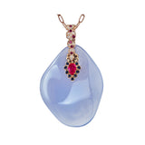 Organique One-Of-A-Kind Statement Pendant Necklace with Chalcedony, Ruby & Sapphires by LORIANN Jewelry