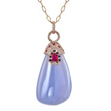 Organique One-Of-A-Kind Statement Drop Pendant Necklace with Chalcedony, Ruby & Sapphires by LORIANN Jewelry