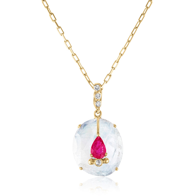 Moonstone and Ruby Pendant