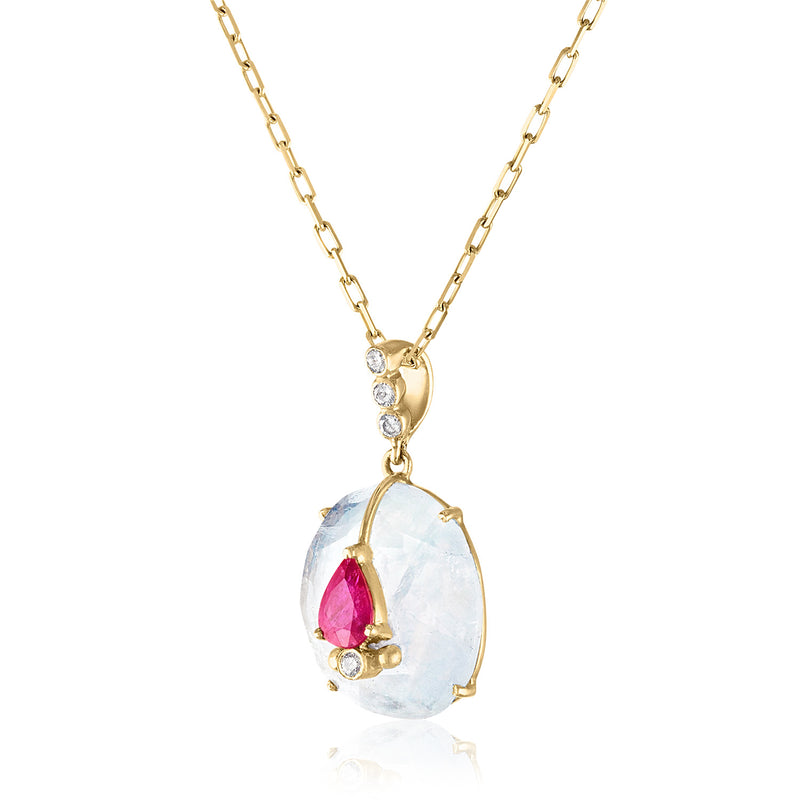14K Pendant with Moonstone and Ruby