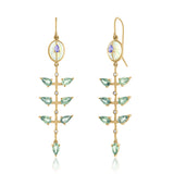 Opal Dangle Earrings with Green Sapphires and tanzanite