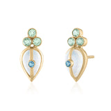 Moonstone Stud Earring with Sapphires