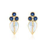 Moonstone and Sapphire Stud Earrings