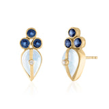 Stud Earrings with Moonstone and Sapphire