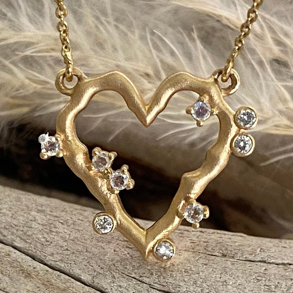 HEART PENDANT WITH MOONSTONES AND DIAMONDS